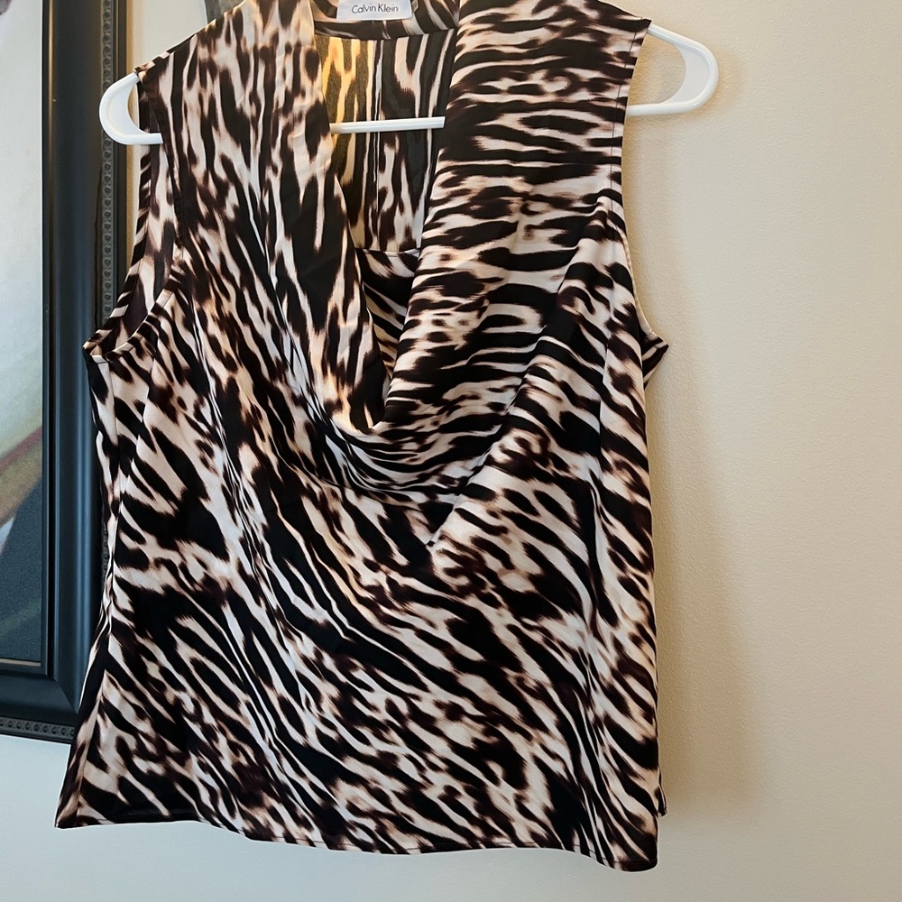Calvin Klein Zebra Stripe camisole in Black, brown and Cream